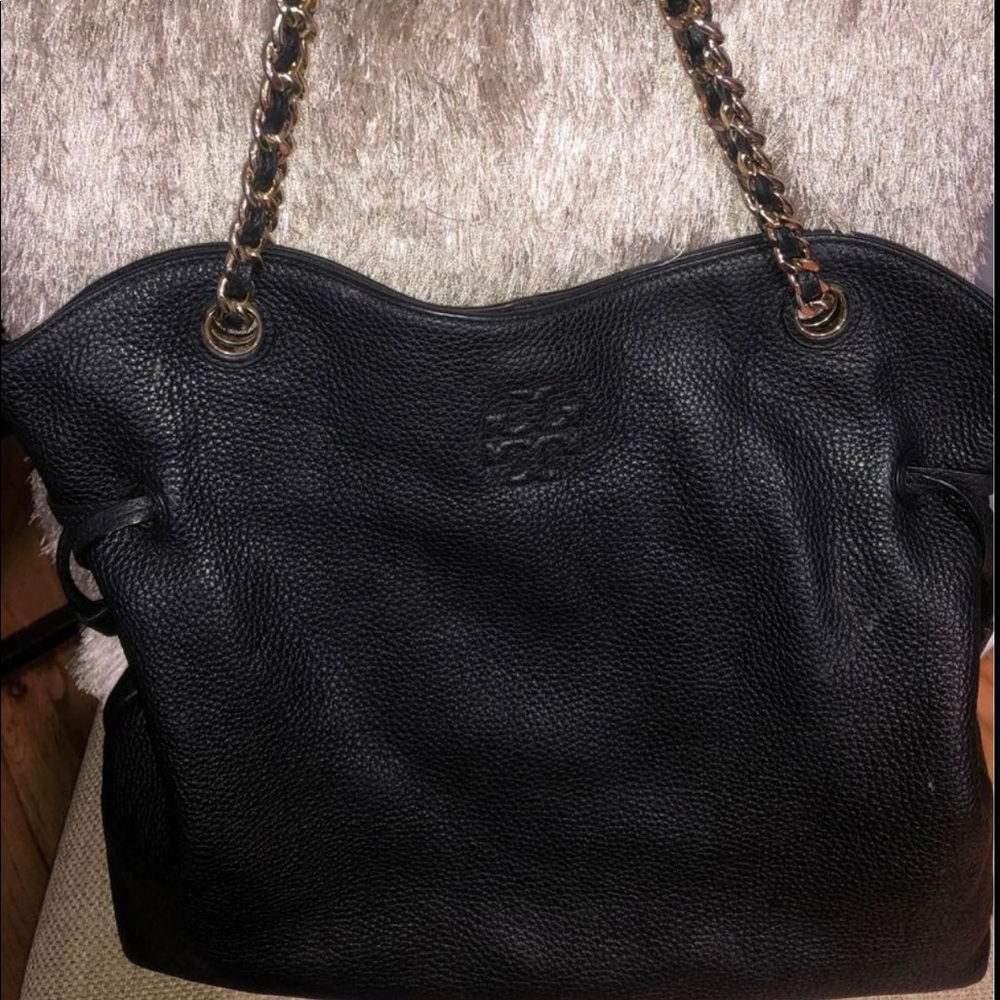 Black Tory Burch Bag with Gold Chain Strap